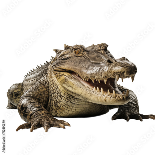  A Crocodile with Its Mouth Open AI-Generated © Hussnain