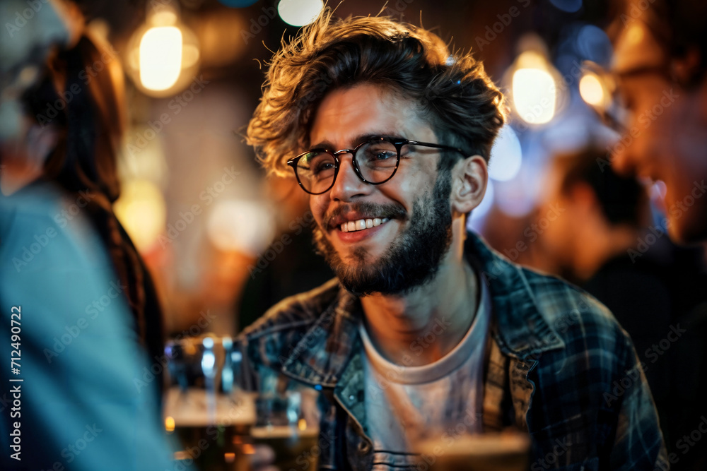 Young Man Enjoying Night Out Generative AI Young Man Enjoying Night Out Generative AI