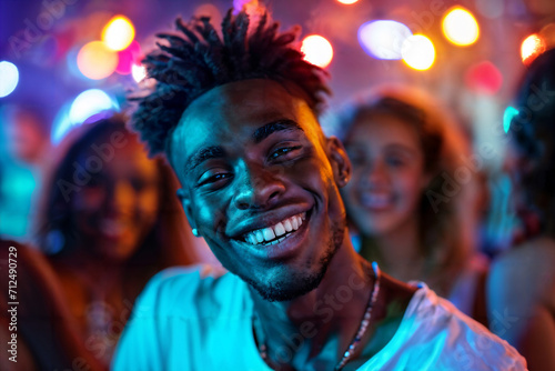 Happy Young African-American Man at Party Generative AI