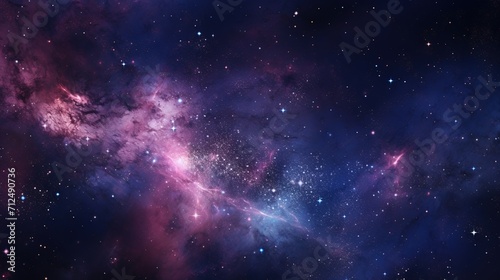Cosmos Space Filled with Countless Stars. Blue Purple Pink Colors, Celestial, Universe, Astronomy 