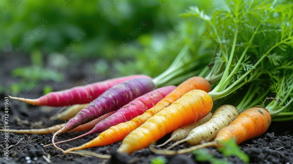 Fresh rainbow carrots picked from the garden Fresh rainbow carrots picked from the garden