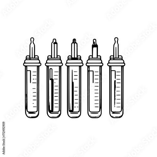 Syringes Bundle SVG Black and White Illustration Art Generative AI.
