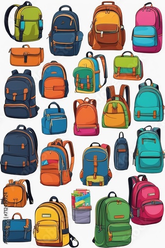 Colorful Assortment of Stylish Backpacks © miriam artgraphy