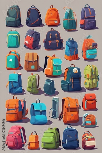 Colorful Assortment of Stylish Backpacks © miriam artgraphy