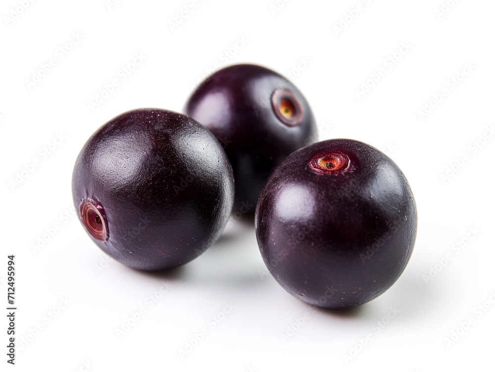Fresh acai berries isolated on white background in a minimalist style. Fresh acai berries isolated on white background in a minimalist style.