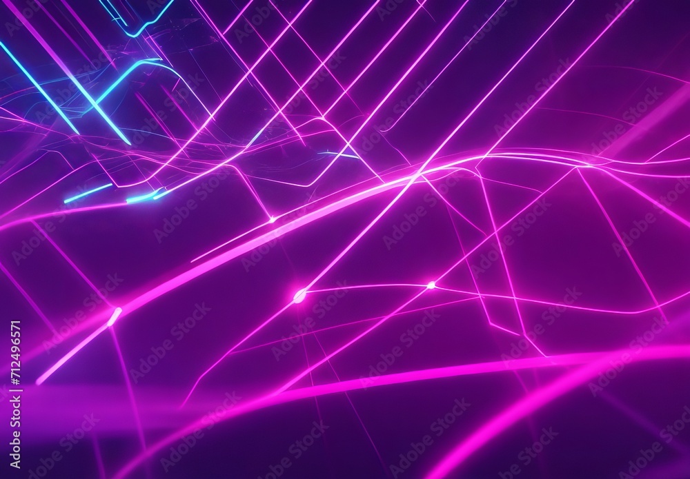 Fototapeta premium Blur neon glow. Color light overlay. Fluorescent radiance. Defocused vibrant pink blue soft flecks texture on dark art empty space background. 