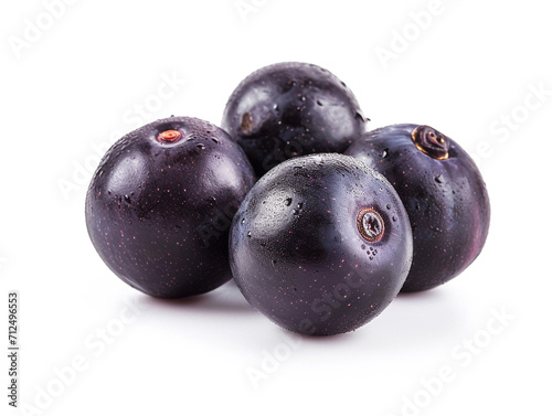 Fresh acai berries isolated on white background in a minimalist style.