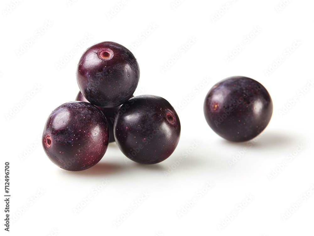 Fresh acai berries isolated on white background in a minimalist style. Fresh acai berries isolated on white background in a minimalist style.