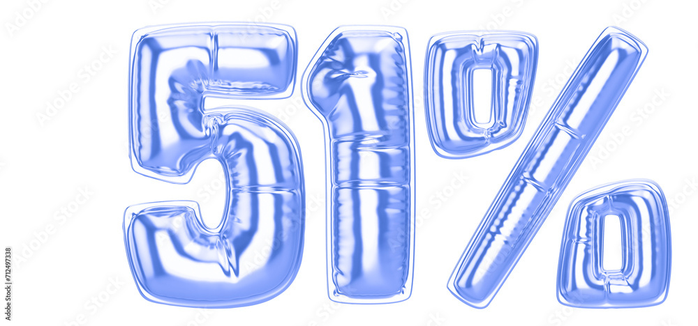 51 Percent Blue Balloon 3D Number 51 Percent Blue Balloon 3D Number