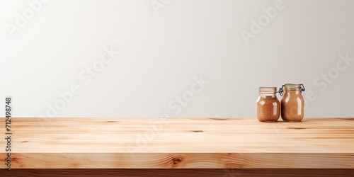 Isolated wooden table top for displaying or arranging products.