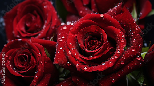 Rose red flower fresh splash water   Generate AI