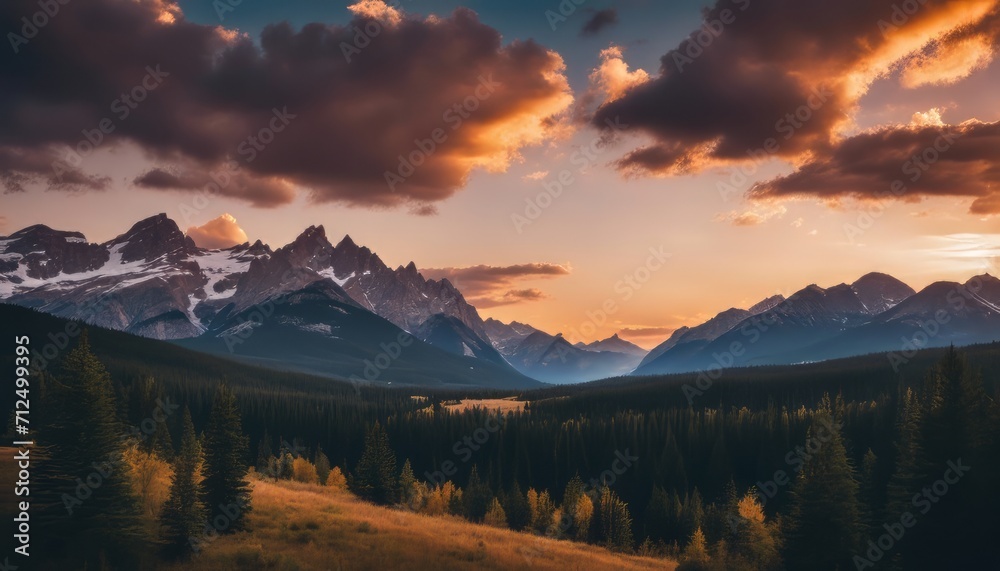 Rocky mountains range and clouds sunset landscape Travel view wilderness nature tranquil scenery Rocky mountains range and clouds sunset landscape Travel view wilderness nature tranquil scenery