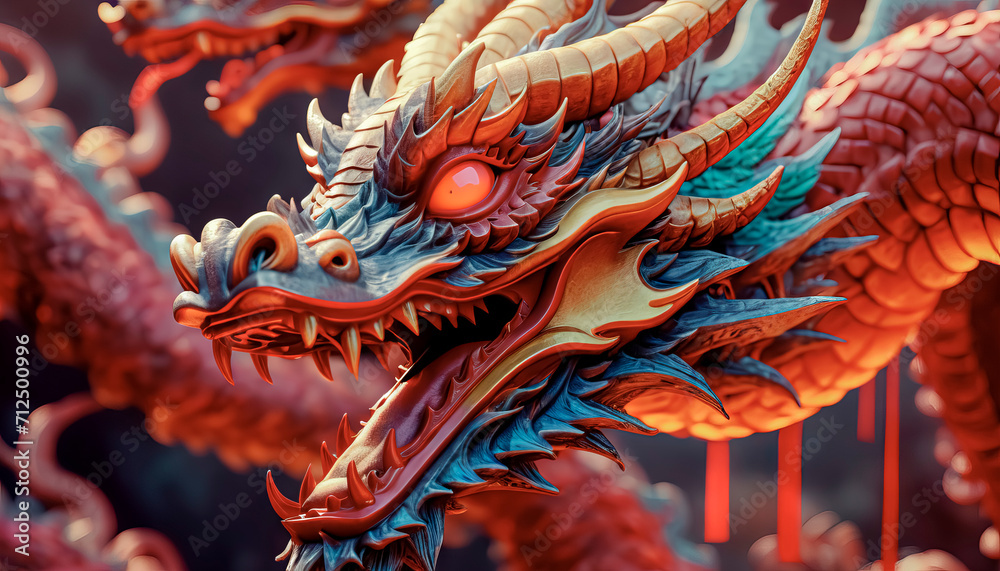 Fototapeta premium Beautiful fantasy dragon. Year of the Dragon according to the eastern horoscope