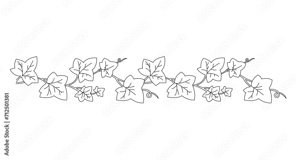 Fototapeta premium Climbing Plants Seamless Pattern. Ivy Vector Line Art.