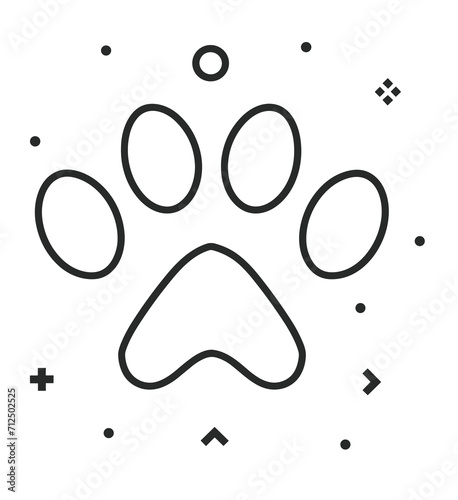 Dog and cat line art paw print.