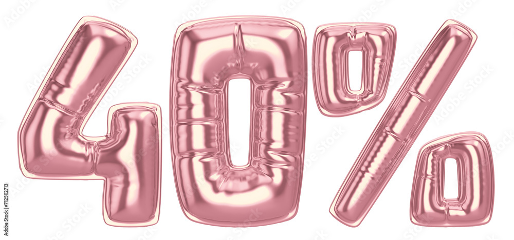 40 Percent Gold Balloon 3D Number 40 Percent Gold Balloon 3D Number