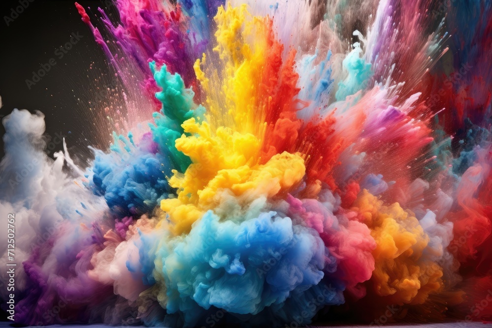 Colorful rainbow smoke powder explosion. Abstract smoke background wallpaper concept