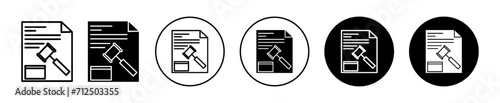 court file flat line icon set. court file Thin line illustration vector