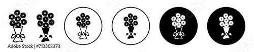 flower bouquet wrapping flat line icon set. flower bouquet wrapping Thin line illustration vector