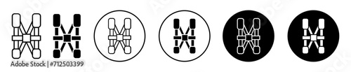 safety harness flat line icon set. safety harness Thin line illustration vector