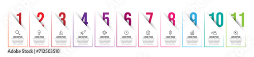 Vector Infographic simple design with 11 options or steps. thin line, Can be used for presentation banners, workflow layouts, flow charts, infographics, your business presentations
