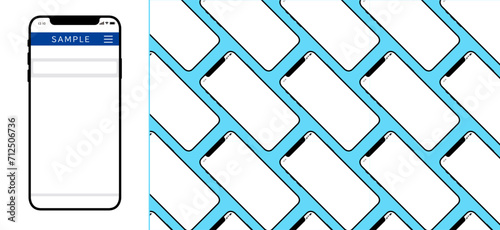 スマートフォンのイラスト。スマホのパターンスウォッチ付き