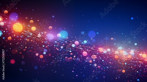 A colorful abstract technology wallpaper background with glowing lines and dots. 