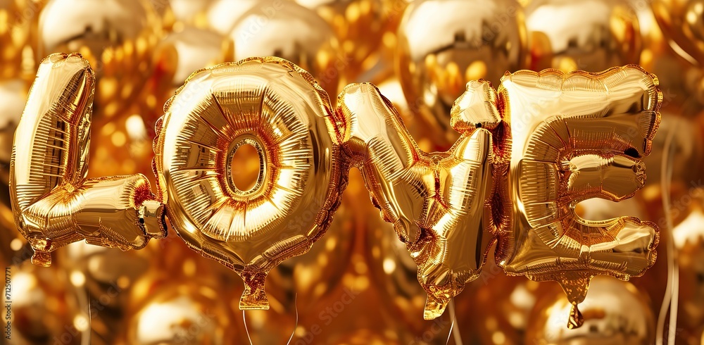 Gold foil balloons spelling 