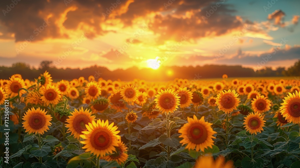 Beautiful Sunflower Field sunrise