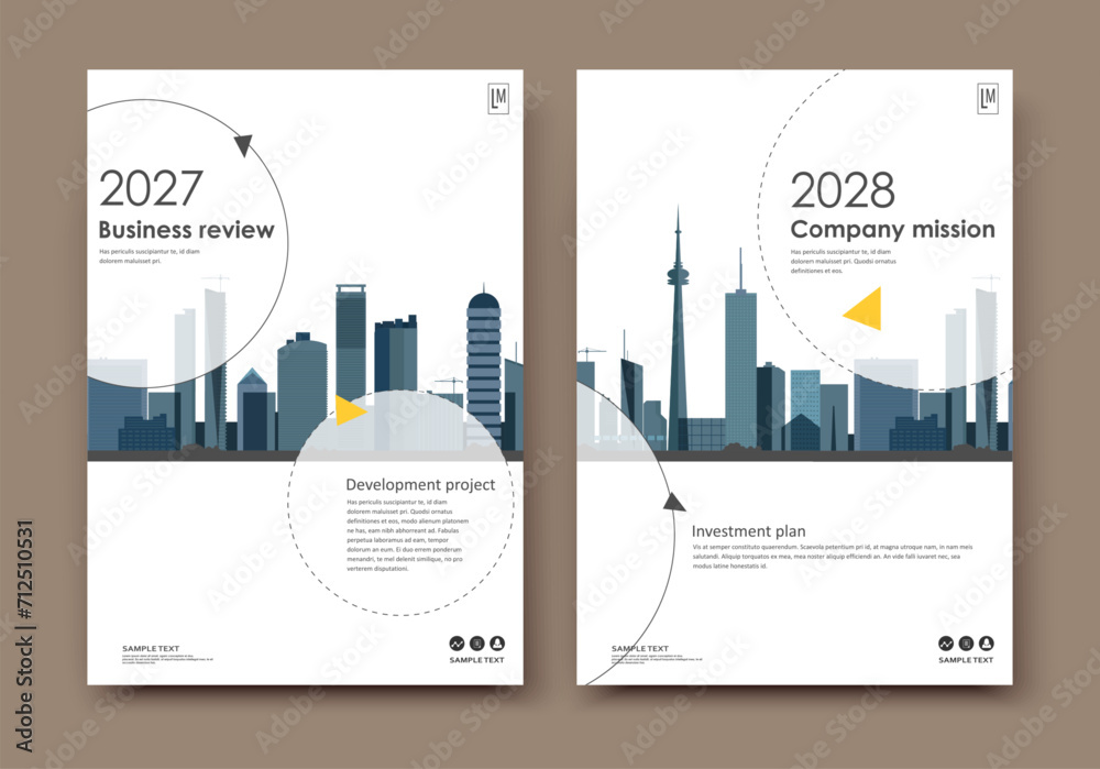 Abstract a4 brochure cover design. Ad text frame. Urban city view font. Title sheet model. Modern vector front page. Brand logo. Banner texture. Black, white circle, Yellow line icon. Flyer fiber Abstract a4 brochure cover design. Ad text frame. Urban city view font. Title sheet model. Modern vector front page. Brand logo. Banner texture. Black, white circle, Yellow line icon. Flyer fiber