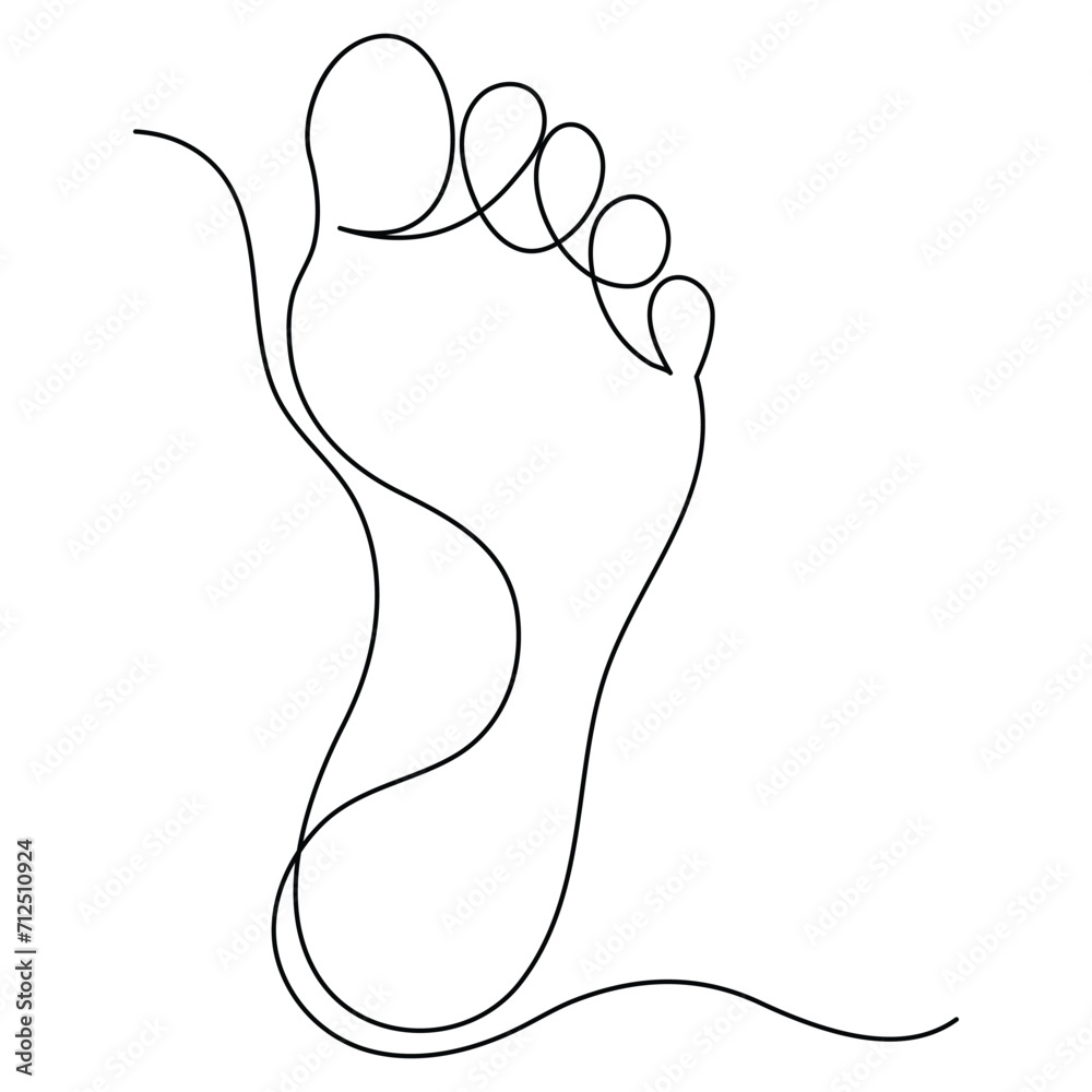 Continuous one line art drawing of bare foot in simple style and outline vector art illustration Continuous one line art drawing of bare foot in simple style and outline vector art illustration