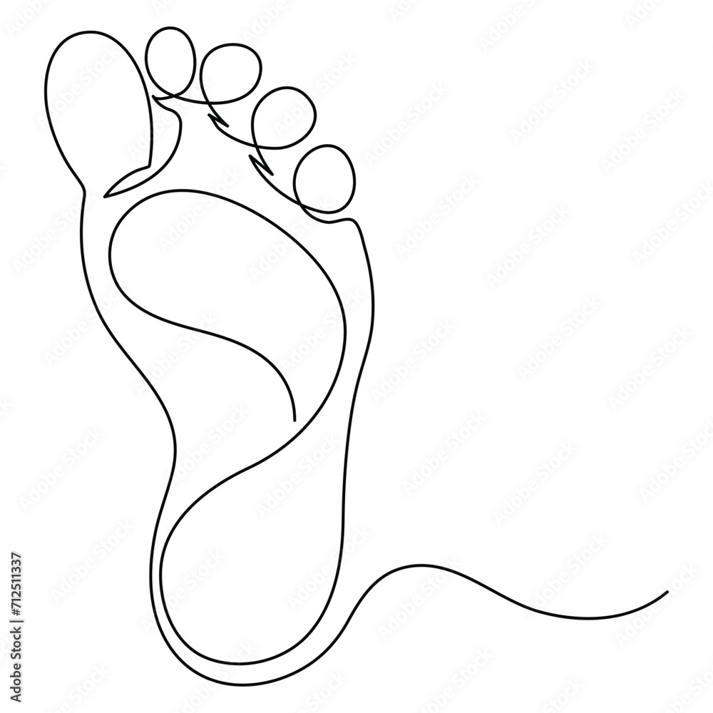 Continuous one line art drawing of bare foot in simple style and outline vector art illustration Continuous one line art drawing of bare foot in simple style and outline vector art illustration