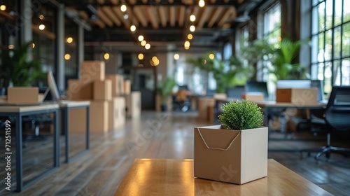 a company downsizing with packed boxes employees clearing their desks