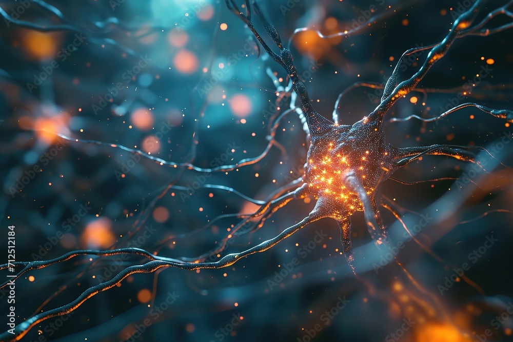 Neural network illustration, synaptic activity, AI Generated. Ideal for educational, scientific, and medical use. Neural network illustration, synaptic activity, AI Generated. Ideal for educational, scientific, and medical use.