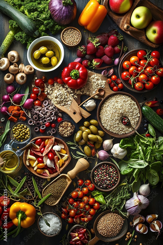 Assorted healthy foods displayed for nutritious cooking, . Suitable for dietary and nutritional guides. Assorted healthy foods displayed for nutritious cooking, . Suitable for dietary and nutritional guides.