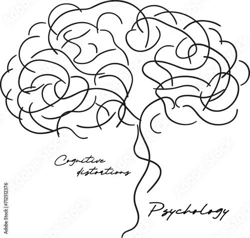 Brain. Continuous line drawing.