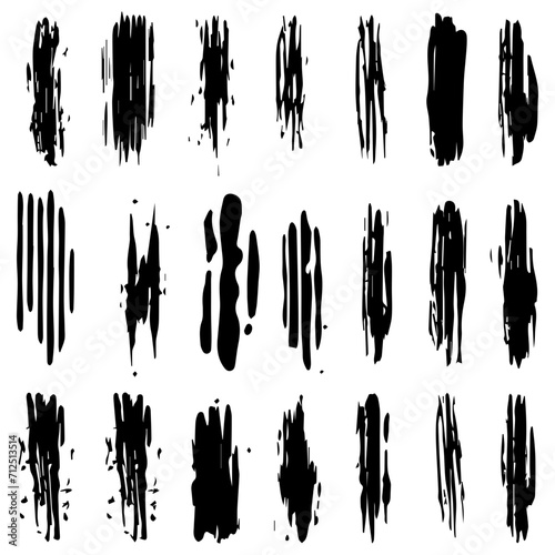 set of brush black and white silhouettes