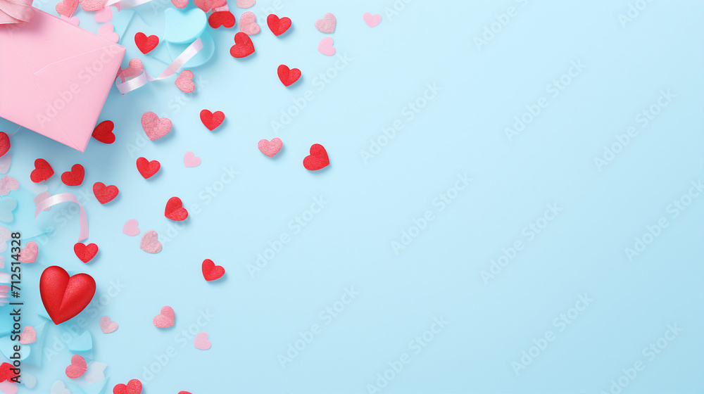 Capturing the Essence of Love: Romantic Valentine's Day Gifts, Candlelight, and Joyful Celebrations on a Pastel Blue Background