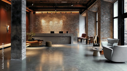 A trendy and sophisticated ambiance is created by the clean and minimalist design of this modern boutique hotel, which features polished concrete floors, exposed fine brick walls, and futuristic furni