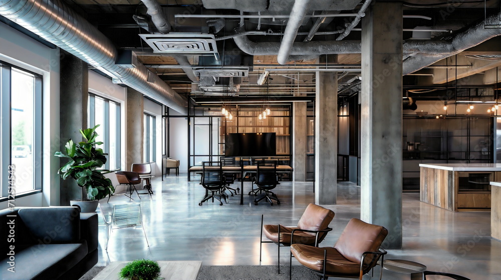 Concrete Office Decor With Exposed Ductwork preview