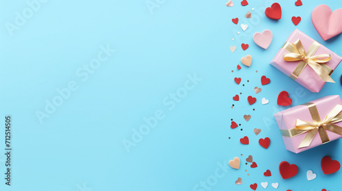 Capturing the Essence of Love: Romantic Valentine's Day Gifts, Candlelight, and Joyful Celebrations on a Pastel Blue Background