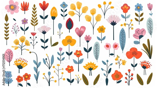 collection of vector watercolor spring wild flowers