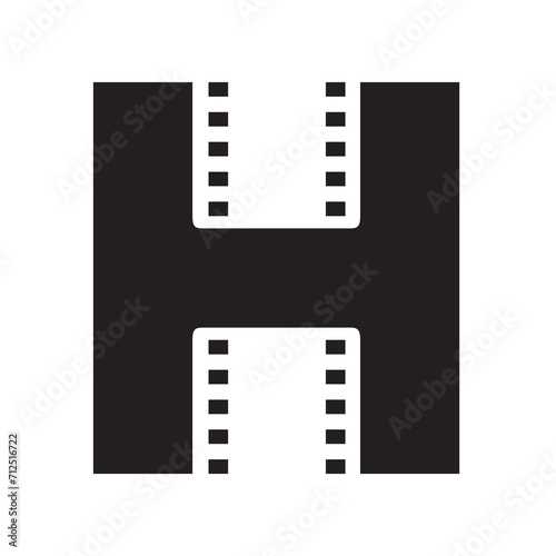 letter h movie icon logo vector