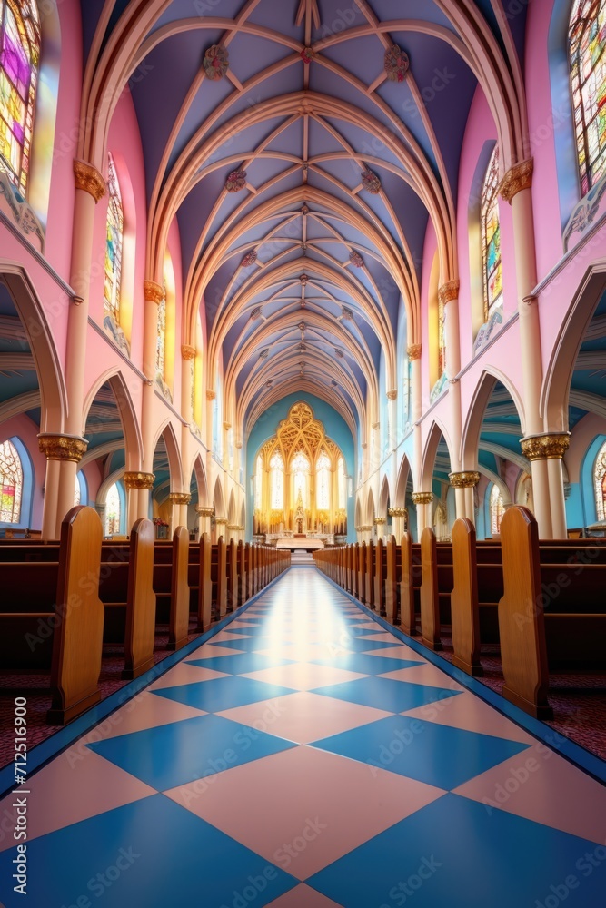 Fototapeta premium a interior church with colors vivids