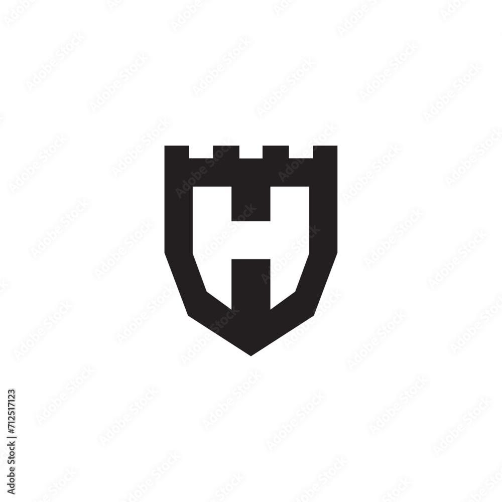 Fototapeta premium Letter H logo icon design template element and castle shape