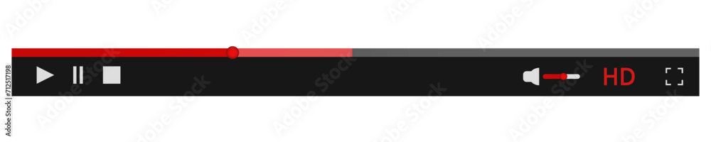 Fototapeta premium Video player scroll bar design interface. Media player with play button icon vector