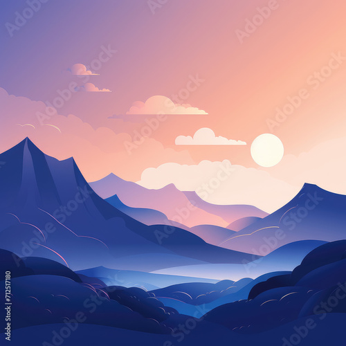 Minimalistic blue mountains background © Prometheus 