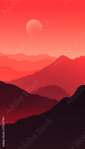 Minimalistic red mountains background