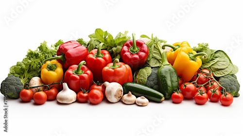 Summer vegetables: Cucumber, Tomato, Eggplant, Bell pepper. and fruit , Generate AI