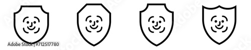 Shield face id line icon . Protection secure login vector sign. Security and privacy 2fa biometric autorization symbol.